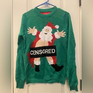 NWT Knit Knack Christmas Sweater SANTA CENSORED Santa booty